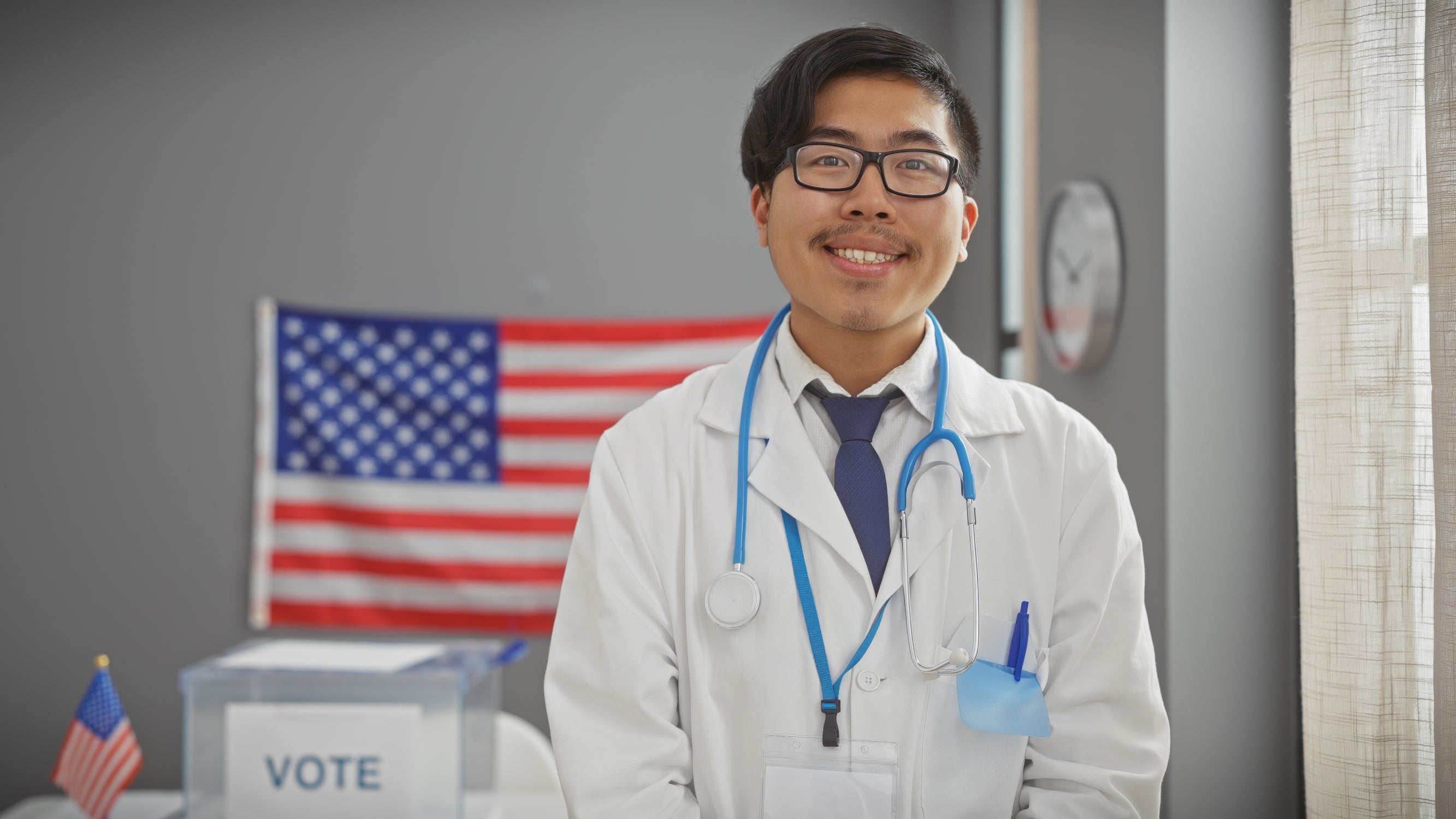 immigrant doctor at voting booth