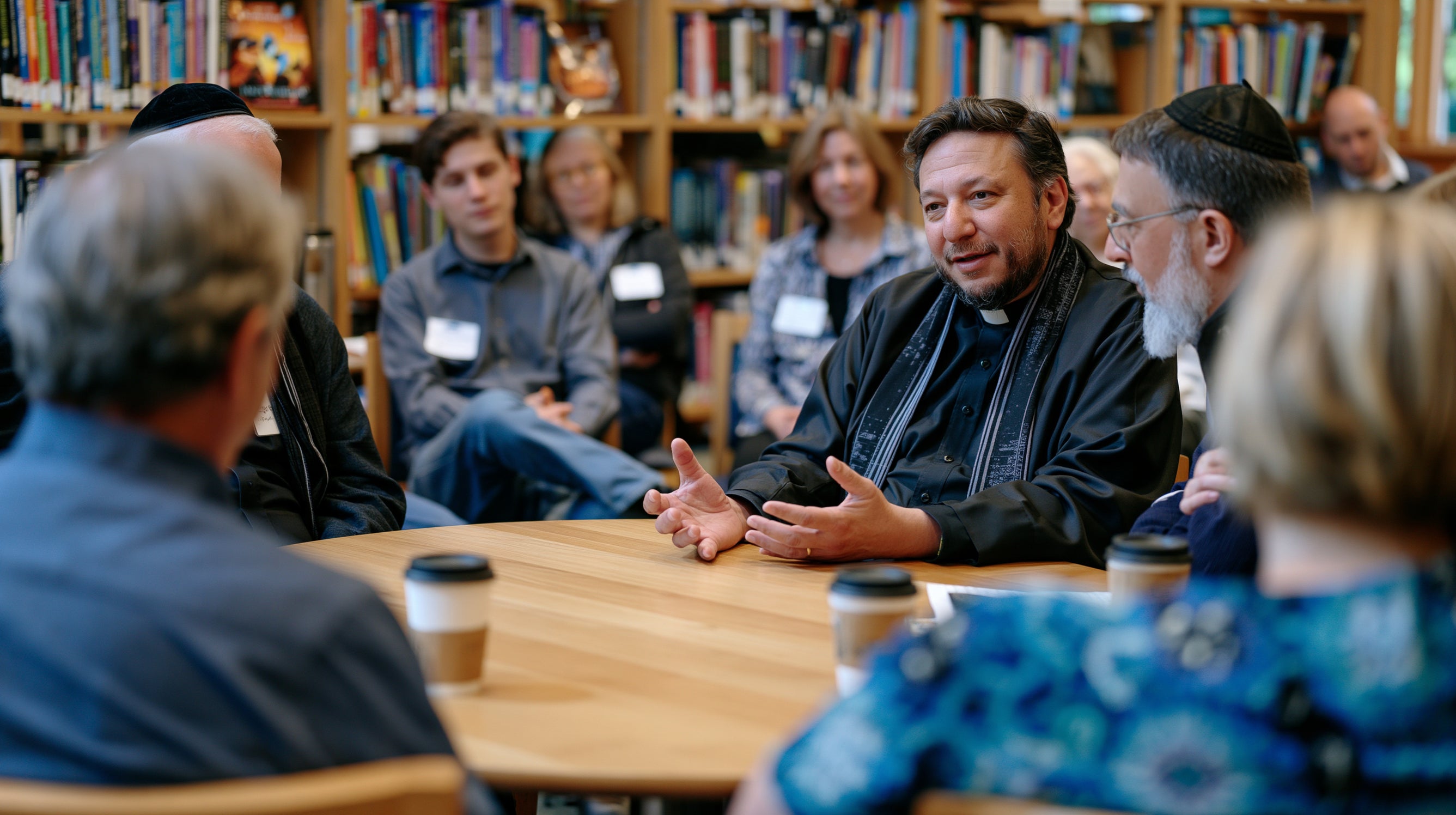group of people speaking around a conference table