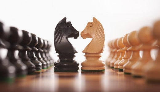 opposing chess pieces 