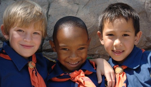 diverse group of boy scouts 