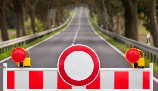 red and white roadblock 